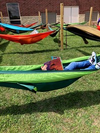 We have an amazing reading garden with hammocks for all